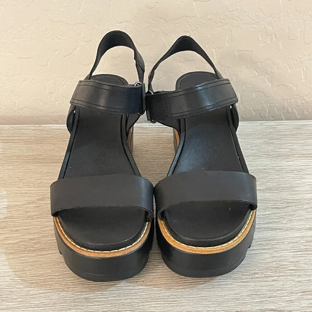 NEW Sorel Joanie IV Black Platform Wedge Sandals